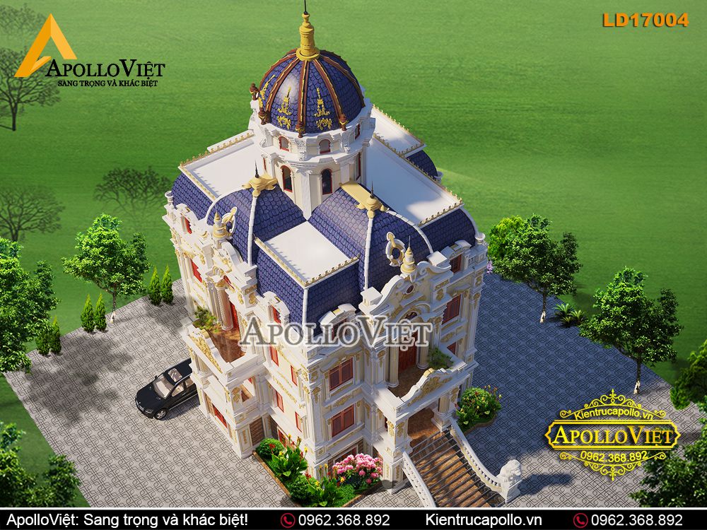 Mẫu lâu đài 3 tầng 1 tum tân cổ điển lộng lẫy, đẳng cấp (LD17004)